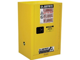 Justrite 891200 12 Gallon, 1 Shelf, 1 Door, Manual Close, Flammable Cabinet, Sure-Grip&#174; EX Compac, Yellow - 891200