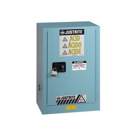 Justrite 891202 12 Gallon, 1 Shelf, 1 Door, Manual Close, Corrosives/Acid Steel Safety Cabinet, Sure-Grip&reg; EX Compac, Blue - 891202