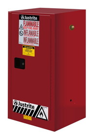 Justrite 891501 15 Gallon, 1 Shelf, 1 Door, Manual Close, Flammable Cabinet, Sure-Grip&#174; EX Compac, Red - 891501