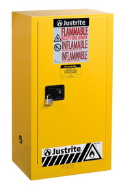 Justrite 891510 20 Gallon, 2 Shelves, 1 Door, Manual Close, Paint Safety Cabinet, Sure-Grip&#174; EX, Yellow - 891510