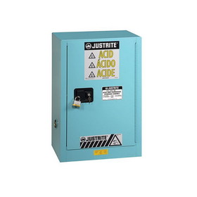 Justrite 891522 15 Gallon, 1 Shelf, 1 Door, Self Close, Corrosives/Acid Steel Safety Cabinet, Sure-Grip&reg; EX Compac, Blue - 891522