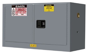 Justrite 891703 17 Gallon, 1 Shelf, 2 Doors, Manual Close, Flammable Safety Cabinet, Sure-Grip&reg; EX Piggyback, Gray - 891703