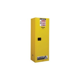 Justrite 892200 Sure-Grip&reg; EX Slimline Flammable Safety Cabinet, 22 gallon, 1 manual close doors, Yellow