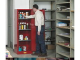 Justrite 892201 22 Gallon, 3 Shelves, 1 Door, Manual Close, Flammable Cabinet, Sure-Grip® EX Slimline, Red - 892201