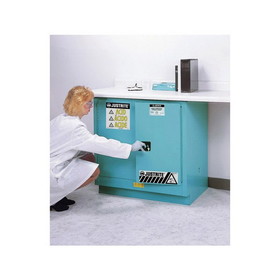 Justrite 8923022 22 Gallon, 1 Shelf, 2 Doors, Manual Close, Corrosives/Acids Safety Cabinet, ChemCor&reg; Under Counter, Blue - 8923022