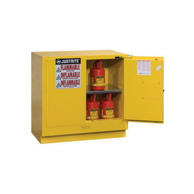 Justrite 892320 22 Gallon, 1 Shelf, 2 Doors, Self Close,  Flammable Cabinet, Sure-Grip&reg; EX Under Counter, Yellow - 892320