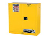 Justrite 893000 30 Gallon, 1 Shelf, 2 Doors, Manual Close, Flammable Cabinet, Sure-Grip® EX, Yellow - 893000