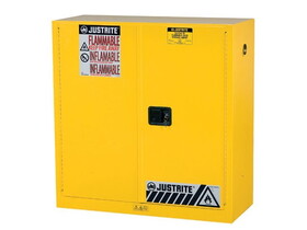 Justrite 893000 30 Gallon, 1 Shelf, 2 Doors, Manual Close, Flammable Cabinet, Sure-Grip&#174; EX, Yellow - 893000