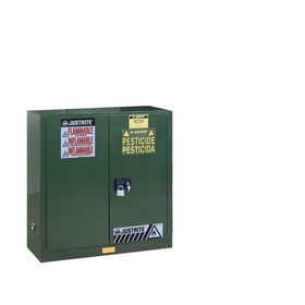Justrite 893004 30 Gallon, 1 Shelf, 2 Doors, Manual-Close, Pesticides Safety Cabinet, Sure-Grip&reg; EX, Green - 893004