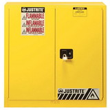 Justrite 893010 40 Gallon, 3 Shelves, 2 Doors, Manual Close, Paint Safety Cabinet, Sure-Grip® EX, Yellow - 893010