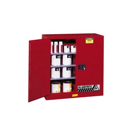 Justrite 893011 40 Gallon, 3 Shelves, 2 Doors, Manual Close, Paint Safety Cabinet, Sure-Grip&reg; EX, Red - 893011