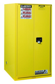Justrite 896010 96 Gallon, 5 Shelves, 2 Doors, Manual Close, Paint Safety Cabinet, Sure-Grip&reg; EX, Yellow - 896010
