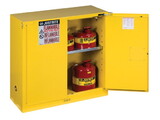 Justrite 893020 30 Gallon, 1 Shelf, 2 Doors, Self Close, Flammable Cabinet, Sure-Grip® EX, Yellow - 893020