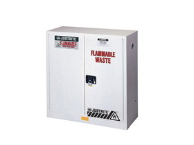 Justrite 8930253 30 Gallon, 1 Shelf, 2 Doors, Self-Close, Flammable Waste Cabinet, Sure-Grip&#174; EX, White - 8930253