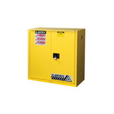 Justrite 893080 30 Gallon, 1 Shelf, 1 Bi-Fold Self-Close Door, Flammable Cabinet, Sure-Grip® EX, Yellow - 893080