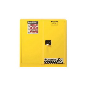 Justrite 893300 30 Gallon, 1 Shelf, 2 Doors, Manual Close, 35"H Flammable Cabinet, Sure-Grip&reg; EX, Yellow - 893300