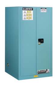 Justrite 896022 60 Gallon, 2 Shelves,  2 Doors, Self Close, Corrosives/Acid Steel Safety Cabinet, Sure-Grip&reg; EX, Blue - 896022