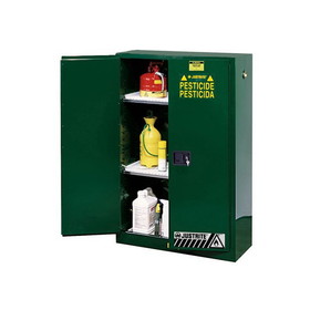 Justrite 894504 45 Gallon, 2 Shelves, 2 Doors, Manual-Close, Pesticides Safety Cabinet, Sure-Grip&reg; EX, Green - 894504