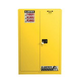 Justrite 894510 60 Gallon, 5 Shelves, 2 Doors, Manual Close, Paint Safety Cabinet, Sure-Grip® EX, Yellow - 894510