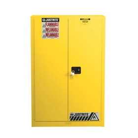 Justrite 894510 60 Gallon, 5 Shelves, 2 Doors, Manual Close, Paint Safety Cabinet, Sure-Grip&reg; EX, Yellow - 894510