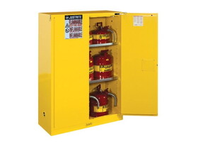 Justrite 894520 45 Gallon, 2 Shelves, 2 Doors, Self Close, Flammable Cabinet, Sure-Grip&#174; EX, Yellow - 894520