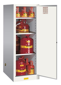 Justrite 895405 54 Gallon, 3 Shelves, 1 Door, Manual Close, Flammable Cabinet, Sure-Grip&#174; EX Deep Slimline, White - 895405