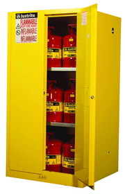 Justrite 896000 60 Gallon, 2 Shelves, 2 Doors, Manual Close, Flammable Cabinet, Sure-Grip&#174; EX, Yellow - 896000