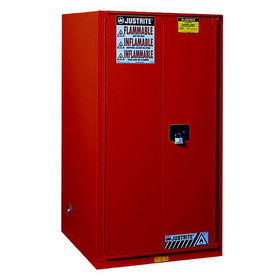 Justrite 896001 60 Gallon, 2 Shelves, 2 Doors, Manual Close, Sure-Grip&reg; EX Flammable Cabinet, Red - 896001