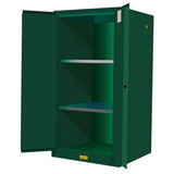 Justrite 896004 60 Gallon, 2 Shelves, 2 Doors, Manual-Close, Pesticides Safety Cabinet, Sure-Grip® EX, Green - 896004