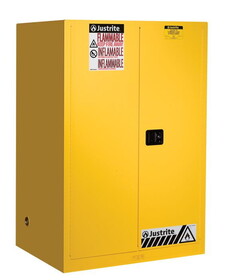 Justrite 899000 90 Gallon, 2 Shelves, 2 Doors, Manual Close, Flammable Cabinet, Sure-Grip&#174; EX, Yellow - 899000