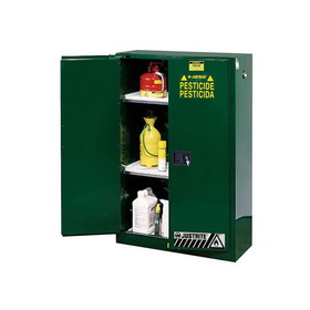 Justrite 899004 90 Gallon, 2 Shelves, 2 Doors, Manual-Close, Pesticides Safety Cabinet, Sure-Grip&reg; EX, Green - 899004