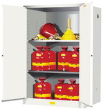 Justrite 899005 90 Gallon, 2 Shelves, 2 Doors, Manual Close, Flammable Cabinet, Sure-Grip® EX, White - 899005