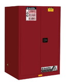 Justrite 899021 90 Gallon, 2 Shelves, 2 Doors, Self Close, Sure-Grip® EX Flammable Cabinet, Red - 899021
