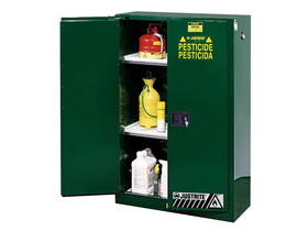 Justrite 899024 90 Gallon, 2 Shelves, 2 Doors, Self-Close, Pesticides Safety Cabinet, Sure-Grip&#174; EX, Green - 899024