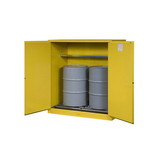 Justrite 899170 110 Gallon, 1 Shelf, Vertical Double-Duty Safety Cabinet With Drum Rollers, 2 Self-Close Doors, Sure-Grip® EX, Yellow - 899170