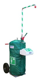 Justrite J40K45G 30 Gallon, Portable Hughes Self-Contained Safety Shower with Eye/Face Wash, Mobile, Insulated - J40K45G