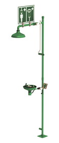 Justrite L18GS34G Floor Mount, Open ABS Bowl, Laboratory Hughes Combination Shower, Stainless Steel Pipe - L18GS34G