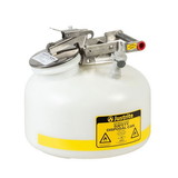 Justrite PP12752 2 Gallon, Polyethylene Quick-Disconnect Disposal Safety Can, Polypropylene Fittings for 3/8