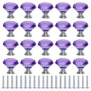 Muka 20 Pack Crystal Drawer Knobs Diamond Shaped 6 Colors, 30mm Glass Knobs for Kitchen Cupboard