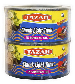 Tazah 0362DLP Chunk Tuna In Soy Oil Double Pack 12X2X12 Oz