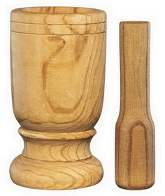 Wooden Mortar With Pestle Long