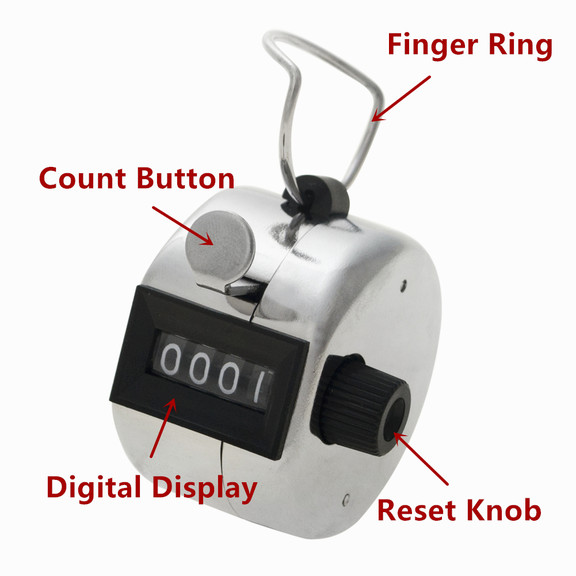 GOGO Hand Tally Counter, Handheld 4 Digit Lap Counter, Manual Mechanical Clicker for Row, People & Knitting