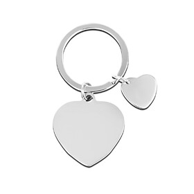 Aspire Heart Shaped Metal Key Chain Blank, Double Heart Keychain Love Key Holders
