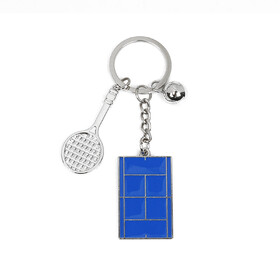 Aspire Metal Tennis Court Racket Keychain, Portable Zinc Alloy Key Ring Handbag Decoration, Sports Fans Gift