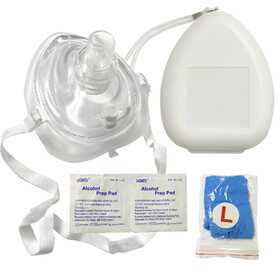 Kemp USA 10-501 Ambu&#174; CPR Mask with O2 Inlet, Headstrap, Gloves, and Wipes, Blank No Logo