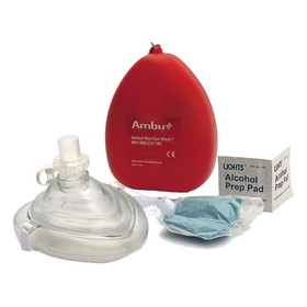 Kemp USA 10-502 Ambu Cpr Mask With O2 Inlet, Headstrap, Gloves, And Wipes