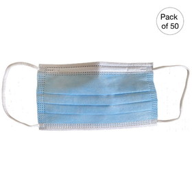 Kemp USA 10-535 Blue Disposable Face Masks, Non-Medical, 3-Ply (Pack Of 50)