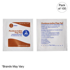 Kemp USA 11-049 Povidone Iodine Prep Pad, Medium (10 Boxes Of 100 Pcs)
