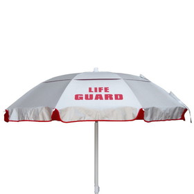 Kemp USA 12-003-RED-GRD 5.5' Wind Umbrella With Life Guard Logo, Silver /Red