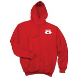 Kemp USA Hooded Pullover Sweatshirt, Red With Guard Logo In White On Front & Back